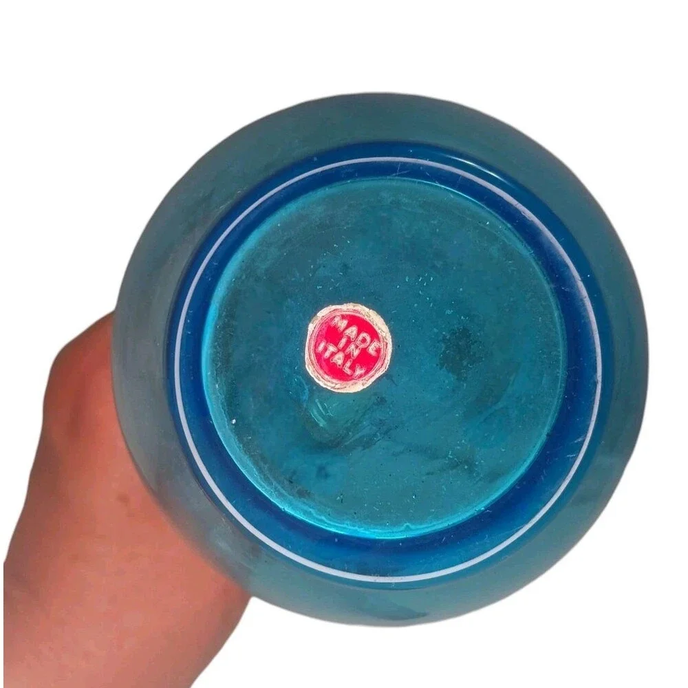 Vtg 1960's EMPOLI Turquoise Blue Hand Blown 9